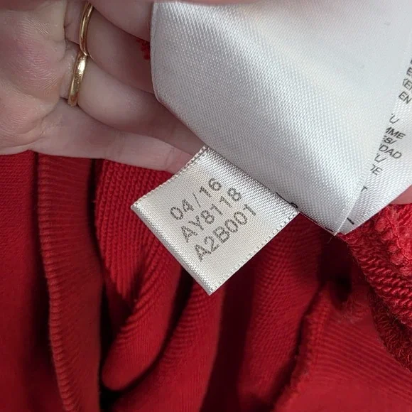 Adidas Red White Trefoil Comfy Athleisure Lounge Sporty Sweatshirt Size Small - Picture 5 of 7